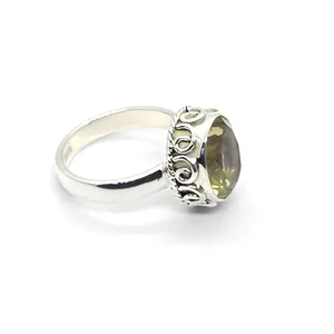 Bohemia 925 Silver Cocktail Ring With Yellow Lemon Quartz Setting Unisex Everyday Wear Jewelry - Product Image 3