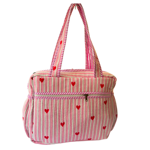 Jaipur Block Print Diaper Tote <b>Bag</b> Pure Cotton Quilted Baby Diaper <b>Bag</b> Multi Pocket Eco Friendly Handmade Artisanal 16" X 14" - Product Image 1