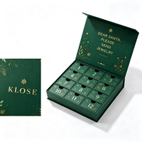 Calendrier de l'Avent vide 12 tiroirs vert, impression personnalisée, pelliculage mat, carton, boîte cadeau magnétique, emballage de luxe Noël