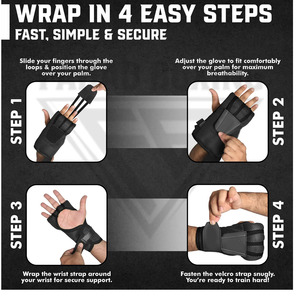 Half Finger Training Gloves Black Nylon Breathable Adjustable Wrist <b>Strap</b> <b>Velcro</b> Closure Unisex for Martial Arts Boxing Wraps - Product Image 6