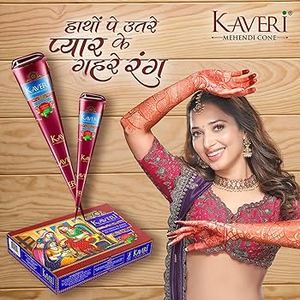 Cônes de henné Kaveri Mehendi, cônes de henné naturels à base de plantes, prêts à l'emploi, pour la décoration des mains, couleur foncée, approvisionnement en gros, certifié MSDS - Product Image 4