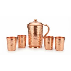 Ensemble cadeau de pichet et verre à eau en cuivre martelé de luxe avec logo personnalisé pour cadeaux d'entreprise, cadeaux de mariage - Product Image 3