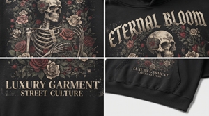 เสื้อฮู้ดดี้ผู้ชายสีดำลายกราฟิกโครงกระดูกสไตล์โกธิคสตรีทแวร์สุดหรู ผลิตจากโพลีเอสเตอร์/คอตตอน สำหรับฤดูหนาว ออกแบบเองได้ พิมพ์ลายดิจิทัล - Product Image 6