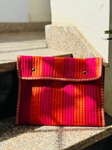 Housse pour tablette en velours côtelé rayée, légère, portable, avec fermeture éclair, écologique, pour ordinateur portable, orange, protection décontractée - Product Image 2