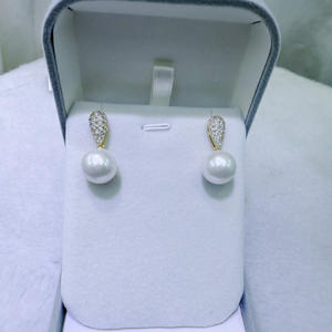 Pendientes Colgantes de Perlas de Agua Dulce Redondas de 11-12 mm de Zhuji, Casi Impecables, Plata Pura, Sensación de Alta Gama, Accesorio Elegante y Moderno - Product Image 1