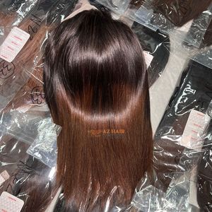 Perruque Bob Courte à Coupe Droite en Cheveux Vietnamiens Bruts Remy de Haute Qualité, Couleur Naturelle, Perruques Frontales en Dentelle HD/Suisse 13x4, Marron - Product Image 5
