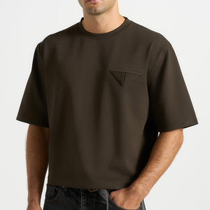 Unisex Solid Color Knitted Long Sleeve T-Shirt O-Neck Casual Regular Fit Customized Color Heavyweight Polyester Custom <b>Logo</b> - Product Image 3