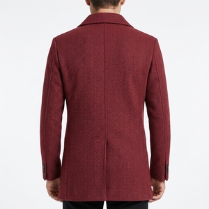 Trench Herringbone Twill Overcoat Winter <b>Warm</b> <b>Coat</b> <b>Men</b> 2026 New Slim Autumn British <b>Men's</b> Long Maroon Long <b>Coats</b> - Product Image 4