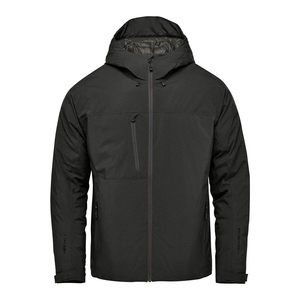 Veste matelassée à capuche noire pour homme, imperméable, en polyester, coupe classique, veste d'hiver décontractée pour l'extérieur avec fermeture éclair - Product Image 1