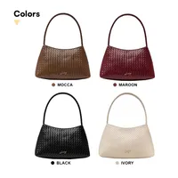 Tas Selempang Wanita Hody, Bahan Kulit PU Anyaman Kotak, Desain Elegan, Lapisan Satin, Tahan Air, Untuk Penggunaan Sehari-hari