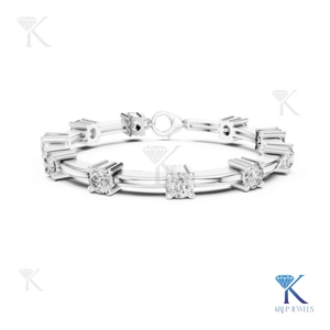 KRUP JEWELS KJB 50 5.10mm Lab Grown Round Brilliant Cut Diamond Station <b>Bracelet</b> 14K <b>Solid</b> Gold Unisex Luxury Jewelry - Product Image 2