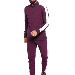 Men Burgundy Tracksuit Full Sleeve Half-<b>Zip</b> <b>Side</b> Pockets Breathable Casual Autumn Wear Solid Color Design Regular Fit - Product Image 5