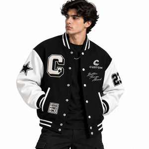 Veste universitaire personnalisée sur mesure, manches en cuir, style baseball, grande taille, pour hommes et femmes, tendance - Product Image 1