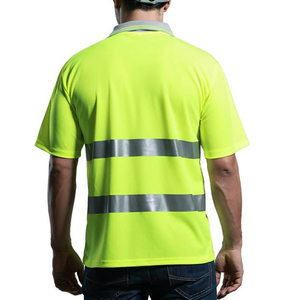 High Visibility Safety Polo Shirt Breathable Quick Dry Workwear Reflective <b>Strip</b> Construction Worker Safety Shirts with Pocket - Product Image 4