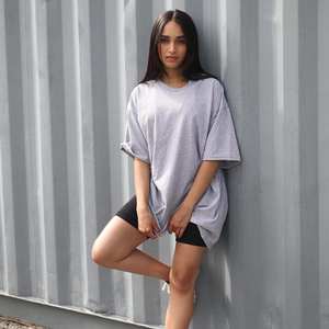 เสื้อยืดคอกลมแขนสั้นสำหรับผู้หญิง, เสื้อยืดคอกลมแขนสั้น100% พลัสไซส์ผ้าคอตตอน - Product Image 4