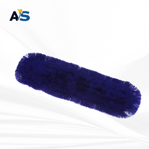 A&S Durable 5x24 Blue Dust <b>Mop</b> Cotton Thread Cut-End Design Blue Fringe Backing Self-Wringer Aluminum Pole Reusable Multi-Floor - Product Image 2