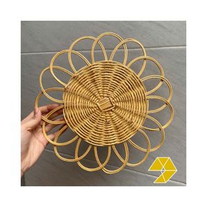Floral Rattan <b>Wall</b> Hanging Bohemian Decor <b>Circular</b> Home Art Living Room <b>Wall</b> <b>Shelf</b> Natural Pattern Single-piece Package - Product Image 3