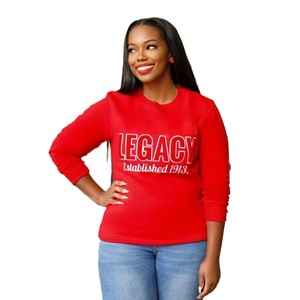 Legacy Crewneck Sweatshirt Women's Red 100% Cotton Full Sleeve Casual Letter Chenille Embroidery <b>Established</b> 1913 - Product Image 4