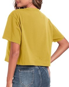 Vêtements d'extérieur pour femmes, t-shirt court en coton à manches courtes pour le printemps et l'automne, impression de logo personnalisée pour le printemps et l'été - Product Image 2