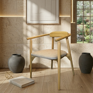 Fauteuil de salle à manger moderne en bois Evander avec dossier et assise rembourrés au design ergonomique - pour la maison, le bureau et l'appartement - Product Image 3