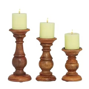 Support de bougie en bois design, élément décoratif de luxe pour la salle à manger - Product Image 2