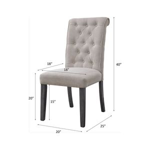Yabeina Beige <b>Linen</b> and Gray Finish Dining Side Chair <b>Set</b> of 2 - Product Image 4