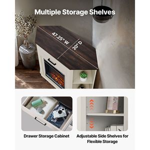 Mobile Porta TV Stile Caminetto Elettrico da 18 Pollici per TV fino a 50 Pollici, Design Rustico - Product Image 4