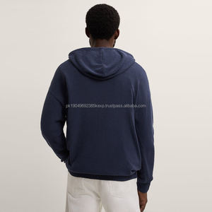 Oem Baggy Blank Sweatshirt Plain Quality Unisex <b>Navy</b> Blue Terry Cloth Hoodie Premium 100 Cotton Hoodies No PocketDDP Shipping - Product Image 5