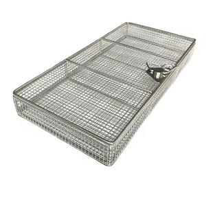 High Quality Manual Stainless Steel Side Perforated Wire Base <b>Mesh</b> <b>Baskets</b> Sterilization Tray Lid Surgical Instrument Set - Product Image 2