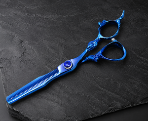 Ciseaux de coiffure professionnels légers en acier inoxydable 440C de 7 pouces avec manche bleu dragon pour la coupe et l'éclaircissement des cheveux - Product Image 2