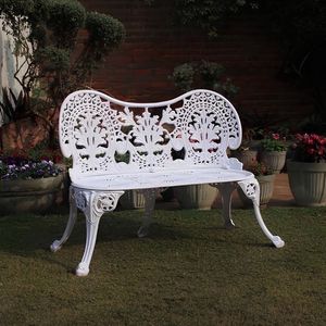 Moderno Banco de Jardín de Aluminio Fundido Antioxidante, Mueble de Dos Plazas con Diseño de Rosas Talladas, Estructura de Hierro Metálico, India - Product Image 1