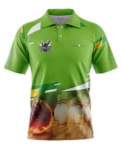 Camiseta Polo de Boliche Personalizable para Hombre, 100% Poliéster, Impresión por Transferencia de Calor, Secado Rápido, Transpirable, Manga Corta, Cuello Mao - Product Image 1