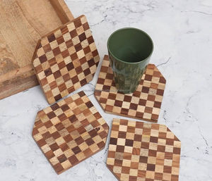 Juego de Posavasos Cuadrados de Madera Ecológicos Modernos, Tapetes/Almohadillas en Blanco para Café, Té, Mesa de Comedor, Cocina, Fiestas, Bodas, Accesorios - Product Image 3