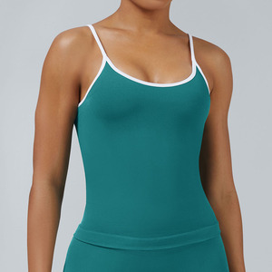 Débardeur de yoga sans couture pour femme, en coton tricoté 100 %, séchage rapide, respirant, avec bretelles réglables et dos en U, idéal pour la gym et les activités sportives - Product Image 5