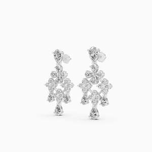 Pendientes de Araña con Diamantes Chapados en Oro Rosa, Diseño Floral, Corte Pera, Joyería de Lujo para Bodas - Product Image 4