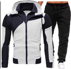 Conjunto deportivo de invierno para hombre, estilo moderno, holgado, cálido, con sudadera con capucha y cremallera, pantalones jogger, para gimnasio y deportes. - Product Image 4