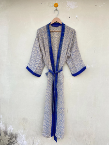 Kimono de baño de algodón hecho a mano vintage en gasa manga larga con cuello en V transpirable verano elegante - Product Image 6