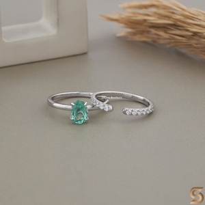 1CT Oval Cut Diamond Engagement Ring Set 18K Solid Gold Dainty Bridal Wedding Band Set For Women <b>Wife</b> Gift - Product Image 4