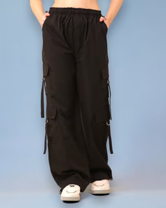 Pantalones Cargo para Mujer, Recién Llegados, con Puños Elásticos y Múltiples Bolsillos, Cintura Alta con Cordón, Estilo Hip Hop - Product Image 4
