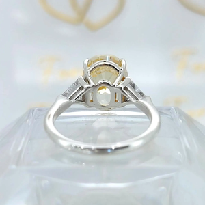 Classic Oval Cut Fancy Yellow Diamond Engagement <b>Ring</b> Natural GIA Certified White Gold Women's Jewelry - Product Image 5
