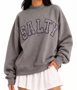 Wholesale Private Label Women's Oversized <b>Mock</b> <b>Neck</b> Sweatshirt 100% Cotton Premium Casual Pullover <b>Top</b> - Product Image 1