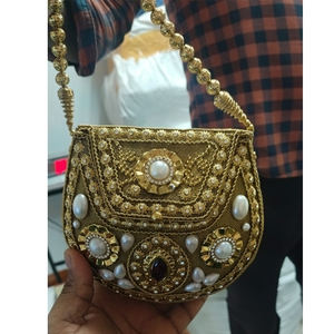 Export Quality Metal <b>Beaded</b> Bridal Evening Purse Handbags for Women 1-1.9L Lightweight Stylish Silk Lining <b>Direct</b> Factory Price - Product Image 1