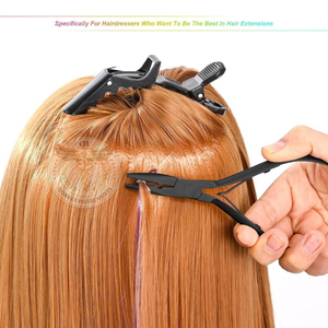 Kit d'outils pour extensions de cheveux noirs, comprenant des pinces à micro-anneaux, des clips, des pinces de dépose pour extensions de cheveux naturels - Product Image 4