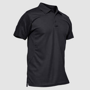 Chemise noire à manches courtes pour homme en toile, séchage rapide, couleur unie, style décontracté, coupe classique, impression personnalisée, bonne qualité - Product Image 2