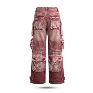 CLOVIX SPORTS Jeans Cargo de Mezclilla para Hombre, Talla Grande, Azul Lavado, Multibolsillos, Estilo Urbano, Corte Holgado, Pantalones Personalizados al por Mayor - Product Image 5