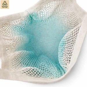 Sac en filet de coton naturel 41x72 cm, sac de courses réutilisable en maille, vente en gros, logo personnalisé OEM - Product Image 2