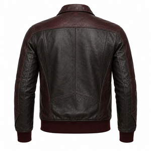 Blouson de moto de luxe pour homme en cuir véritable, coupe ajustée, style vintage de course, en cuir pleine fleur, fournisseur en gros - Product Image 2