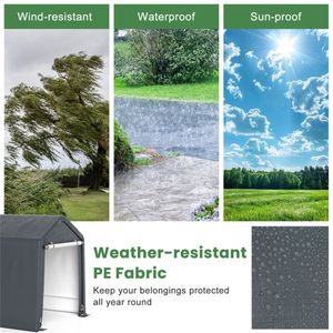 Tettoia Portatile per Moto 8 X 6.5, Resistente e Impermeabile in PE 180G per Esterni - Product Image 6