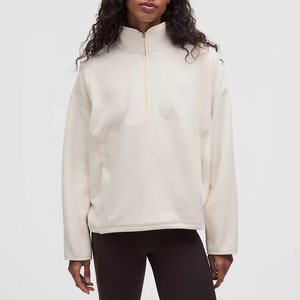 Hot Selling <b>Women's</b> <b>Cream</b> <b>Fleece</b> Jacket Stand Collar Full Sleeve 1/4 Zipper Closure Regular Length Autumn <b>Women</b> <b>Fleece</b> Jackets - Product Image 1