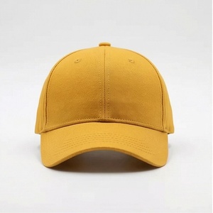 Yellow 6-Panel <b>Baseball</b> <b>Cap</b> Adjustable Snapback Hat Unisex Cotton Twill Solid Color Casual Style Adult Fit - Product Image 1
